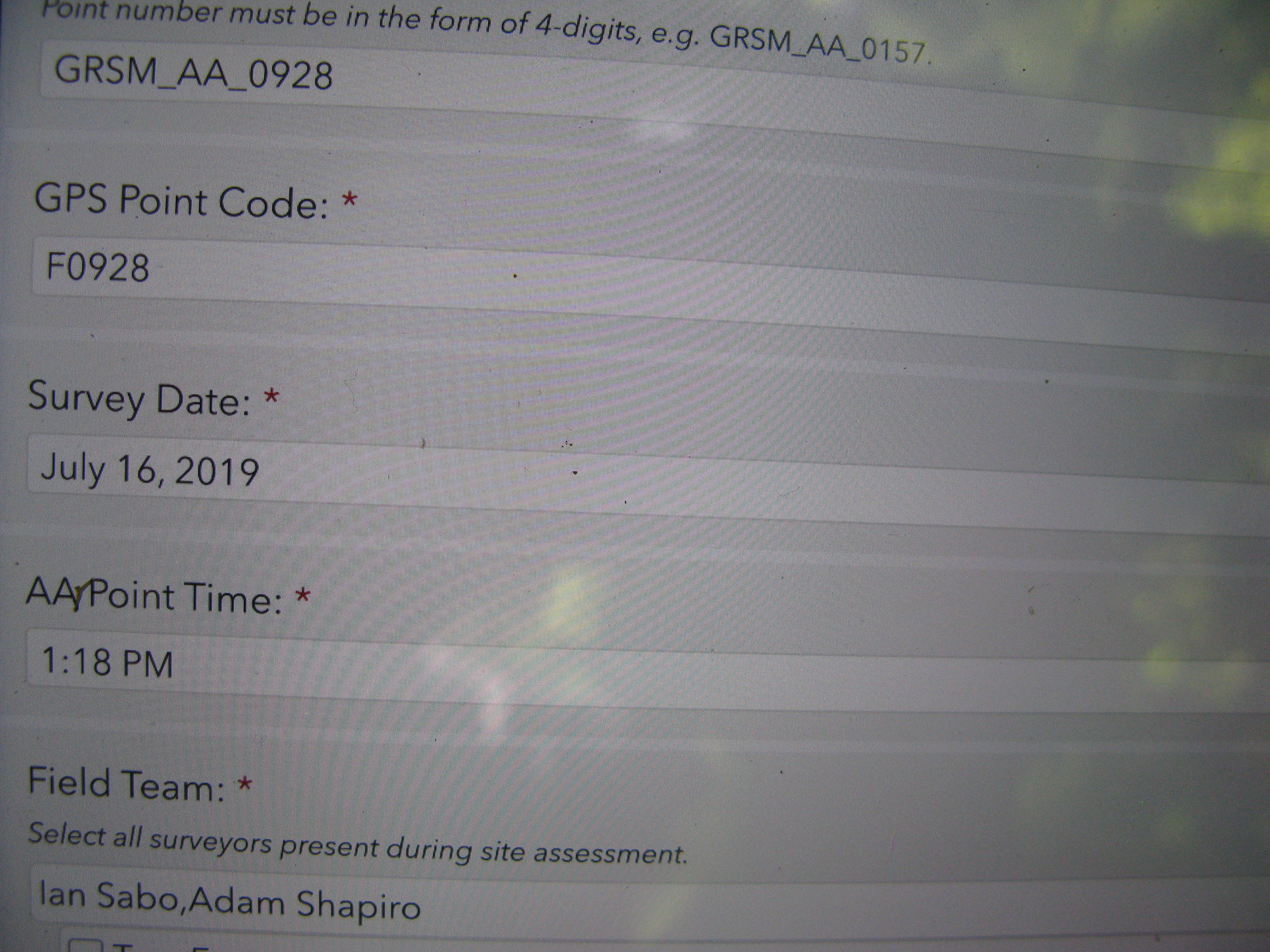 GRSM Accuracy Assessment. Plot Code: GRSM_AA_0928_1