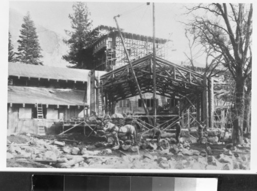Construction of the Ahwahnee Hotel. Copied February 8, 1985 by Michael Dixon from Y.P. & C. Co. Archives.