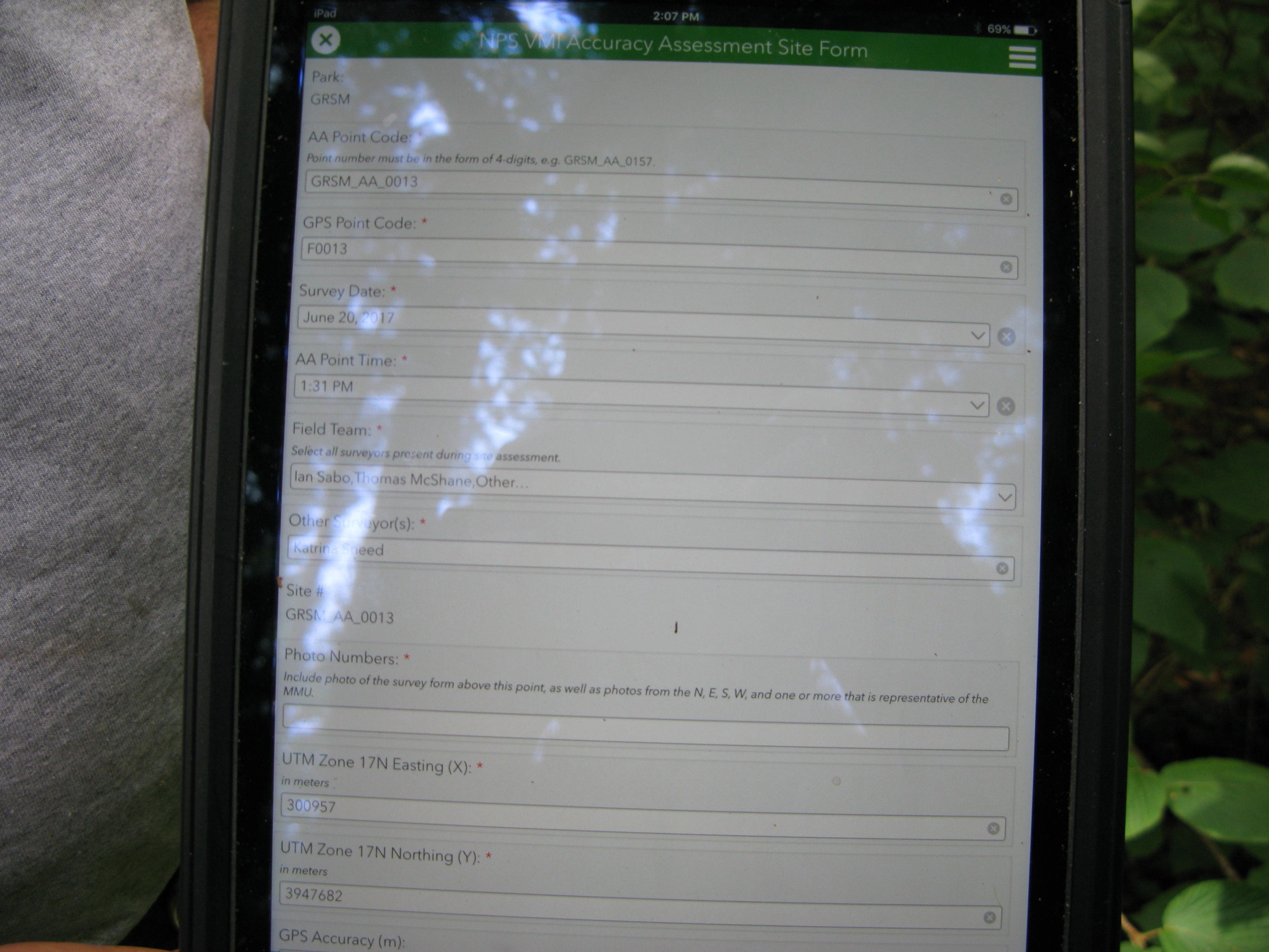 GRSM Accuracy Assessment. Plot Code: GRSM_AA_0013_1