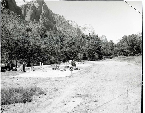 New pads at the new trailer court at site of old Civilian Conservation Corps (CCC) camp area. East side of the Virgin River (at the current Watchman Housing Area).