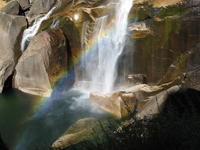 Rainbow in the mist of Vernal Falls in Yosemite National Park