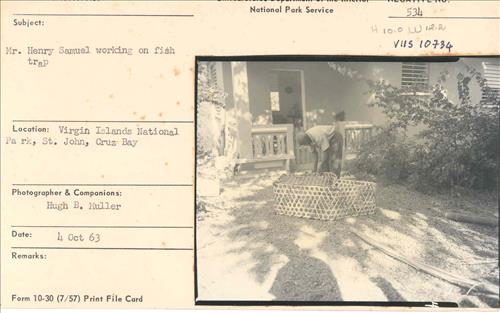 Mr. Henry Samuel Working on Fishtrap, Historic Photograph 1963