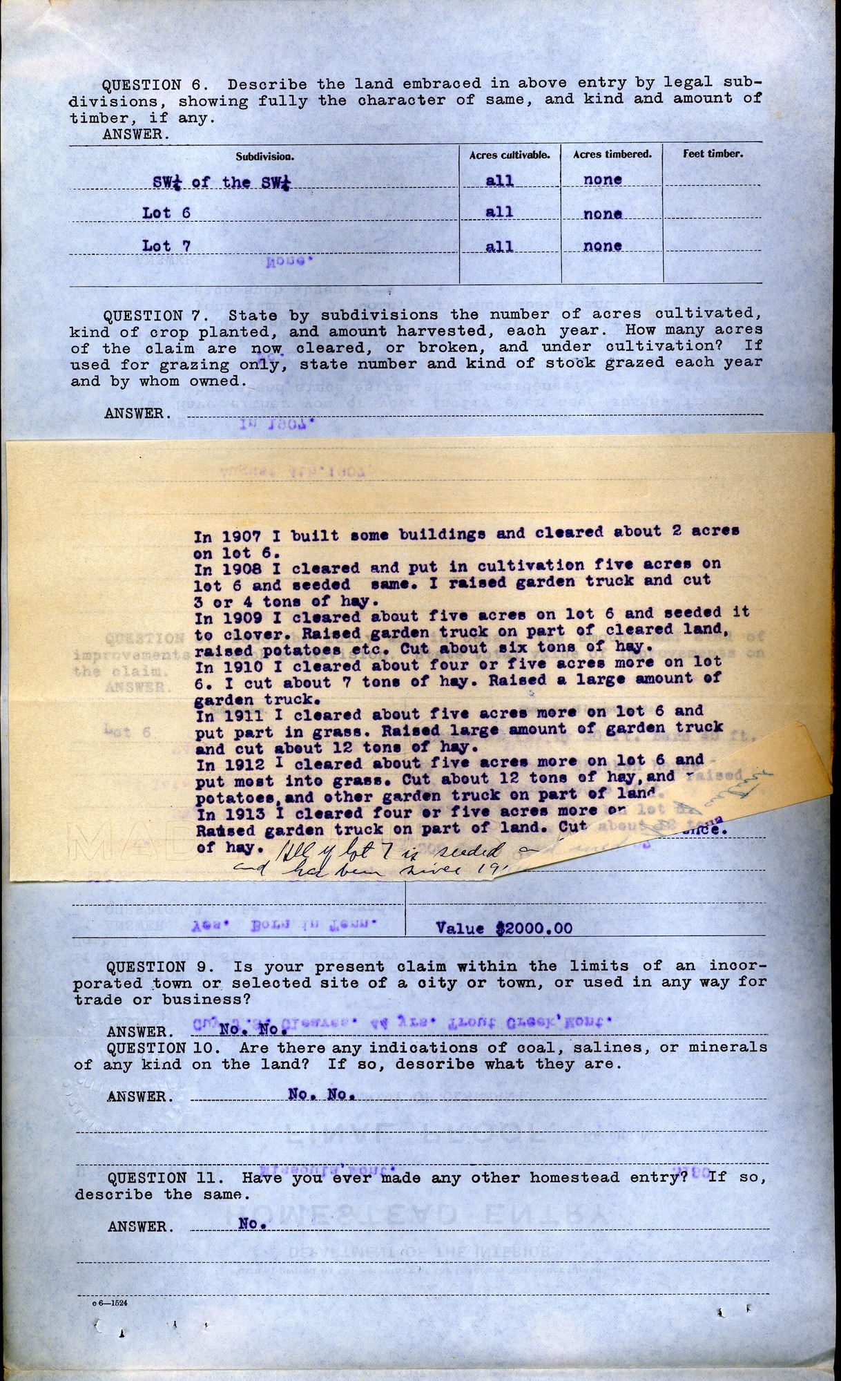 Scanned image of form. See description for text.