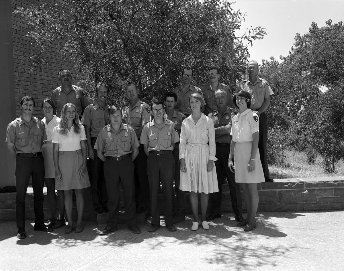 Interpretation division staff 1971, left to right, on wall: Foster, Lundstrom, Sweet, Sandberg