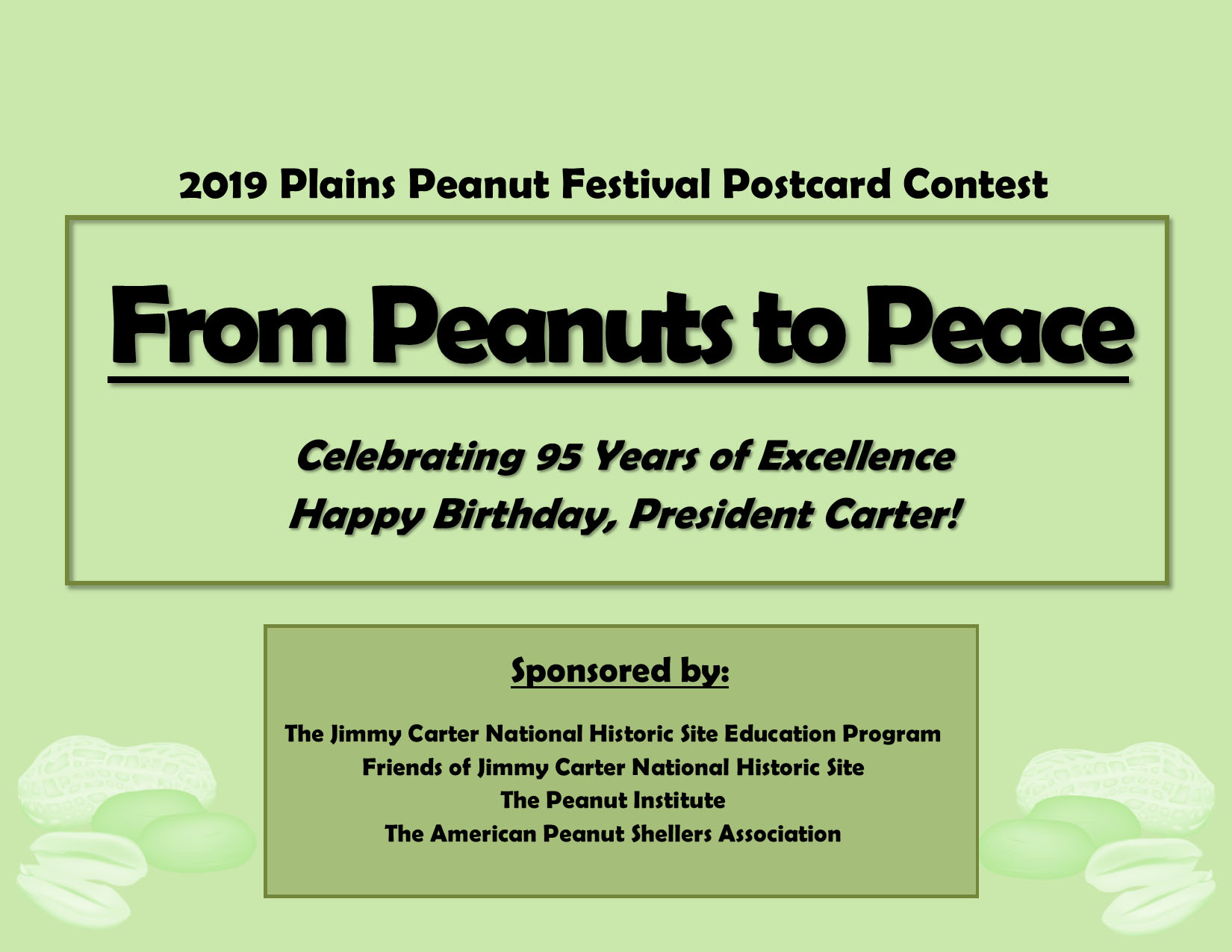 2019 Plains Peanut Festival Postcard Contest, From Peanuts to Peace.