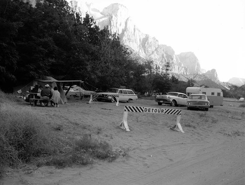 Camper use of overflow area, South Campground.