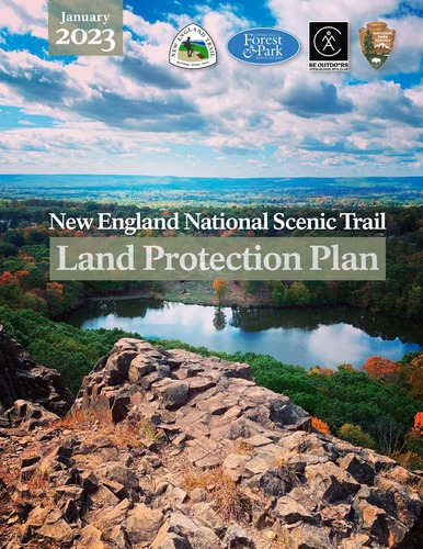 New England National Scenic Trail Land Protection Plan cover with Scenic overlook of water feature