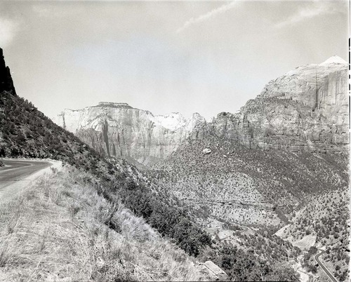 Views of West Temple, Streaked Wall, and Sentinel Peak - guide for art work in exhibits.