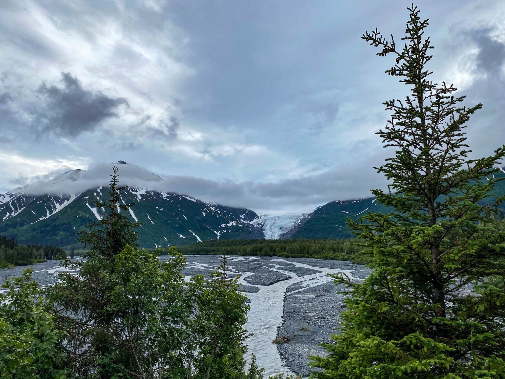 Glacier in the background draining into a valley