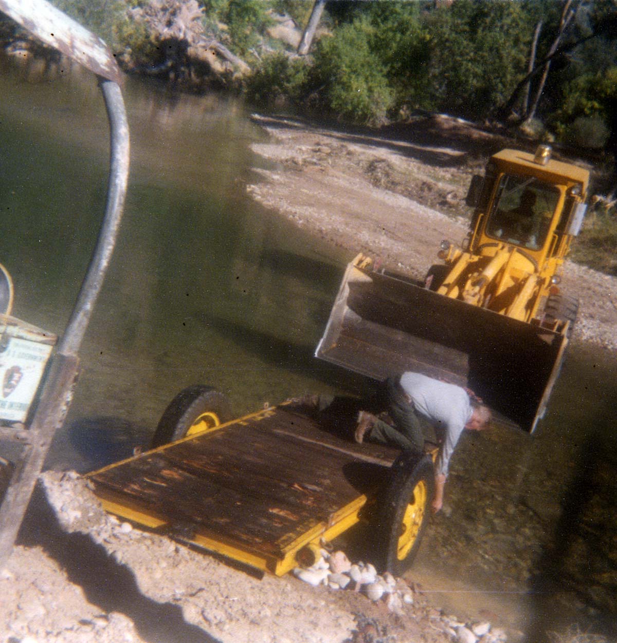 Color photos of channel clearing and bank stabilization along the Virgin River near Birch Creek.