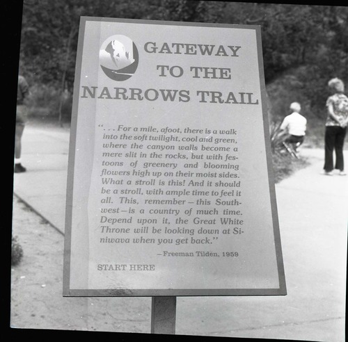 BW Photos of trailside exhibits.