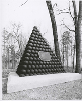 Union Brigadier General William H. Lytle was mortally wounded about noon, September 20, 1863 during the Battle of Chickamauga. This circa 1900 photograph show the shell pyramid placed to mark the spot where Lytle was wounded.