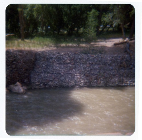 Riverbank revetments near the site of the new Grotto footbridge.
