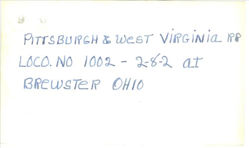 Brewster, OH--Pittsburgh & West Virginia locomotive no. 1002 [2-8-2]