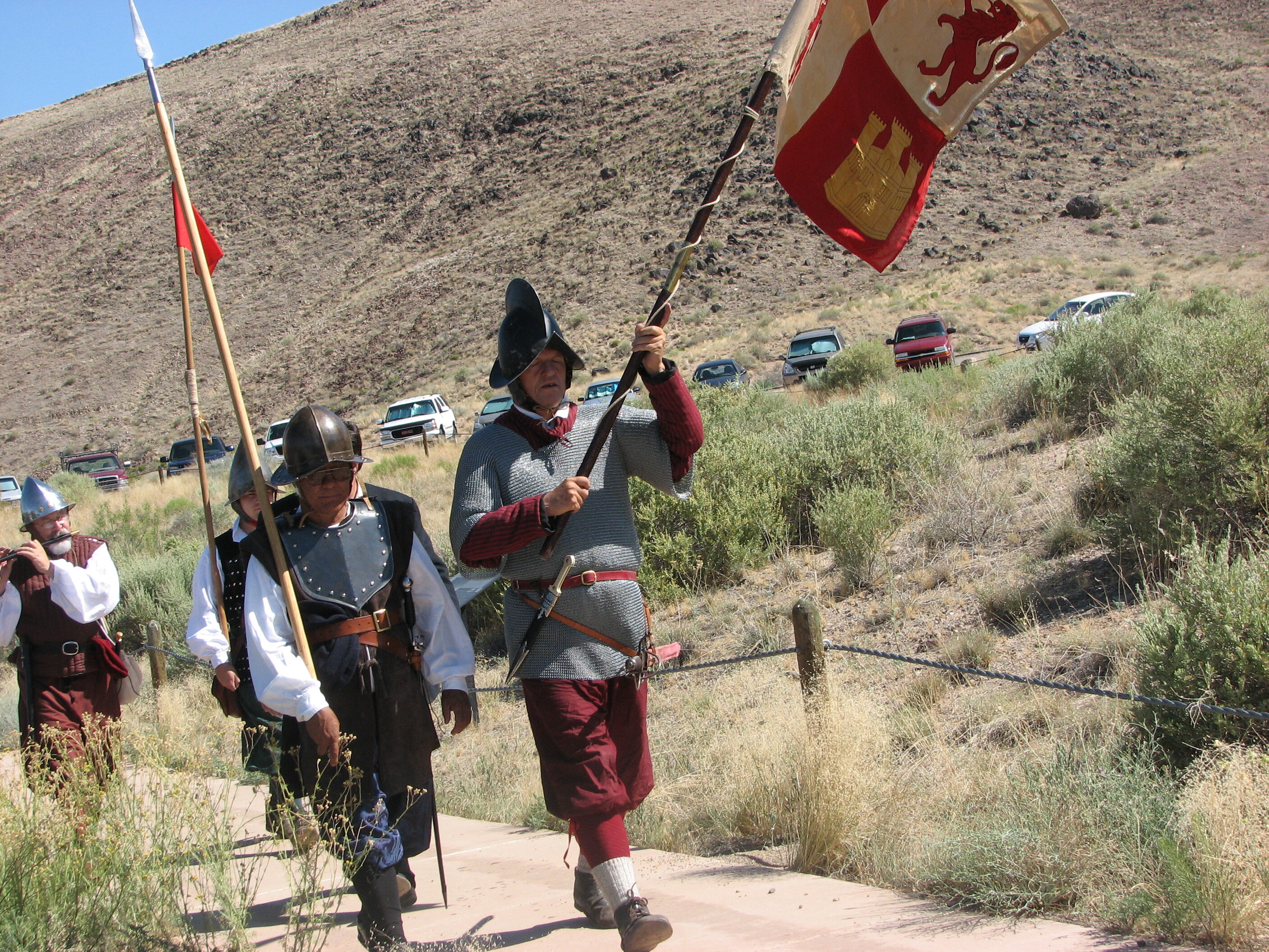 A reenactment procession enters the trail at Tome Hill in Valencia County, NM