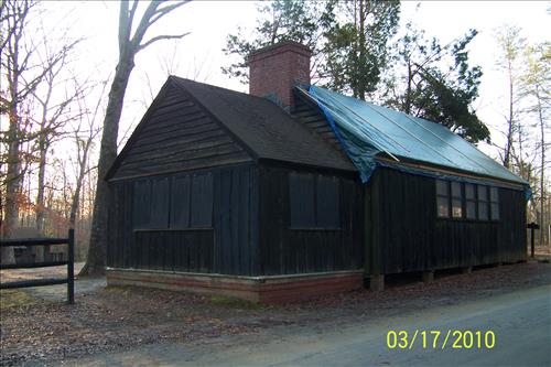 Roof replacement of B-12 lodge in Cabin Camp 5 at Prince William Forest Park in March 2010