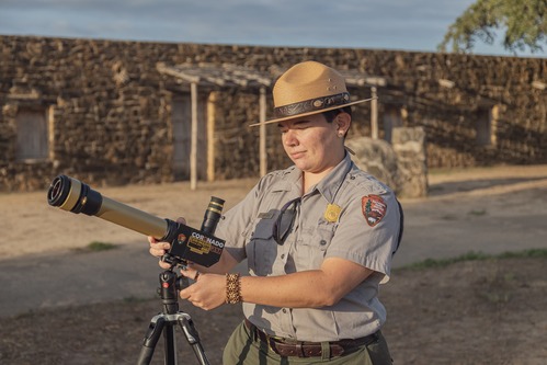 Park ranger and a solar scope.