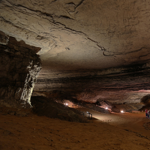 A large passageway inside Mammoth Cave.
