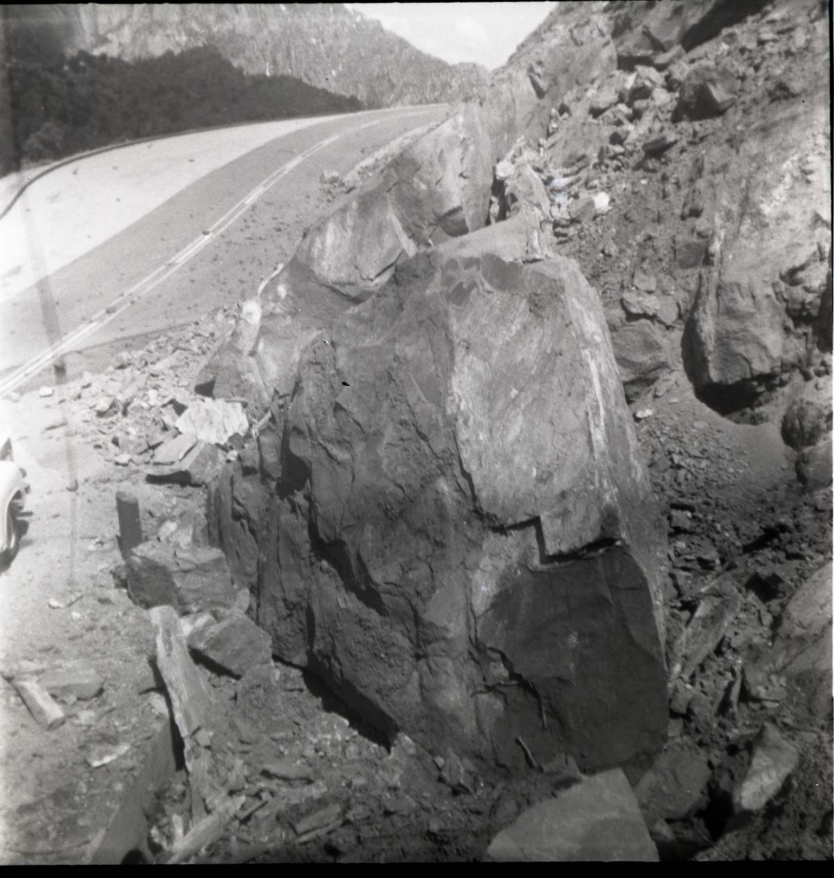 BW photos of rock slides in Kolob Canyons - 2x2.