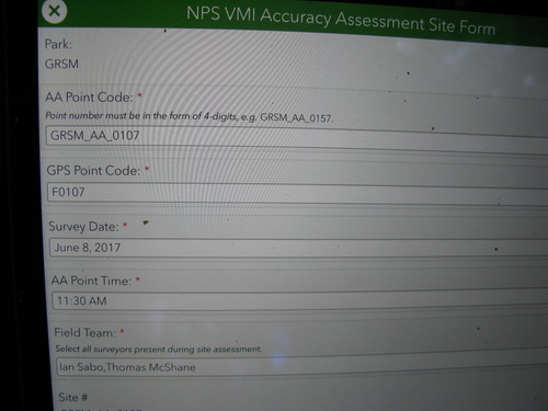 GRSM Accuracy Assessment. Plot Code: GRSM_AA_0107_1