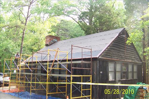 Replace roofing  & stain on B-12 in Cabin Camp 5 at Prince William Forest Park in May 2010