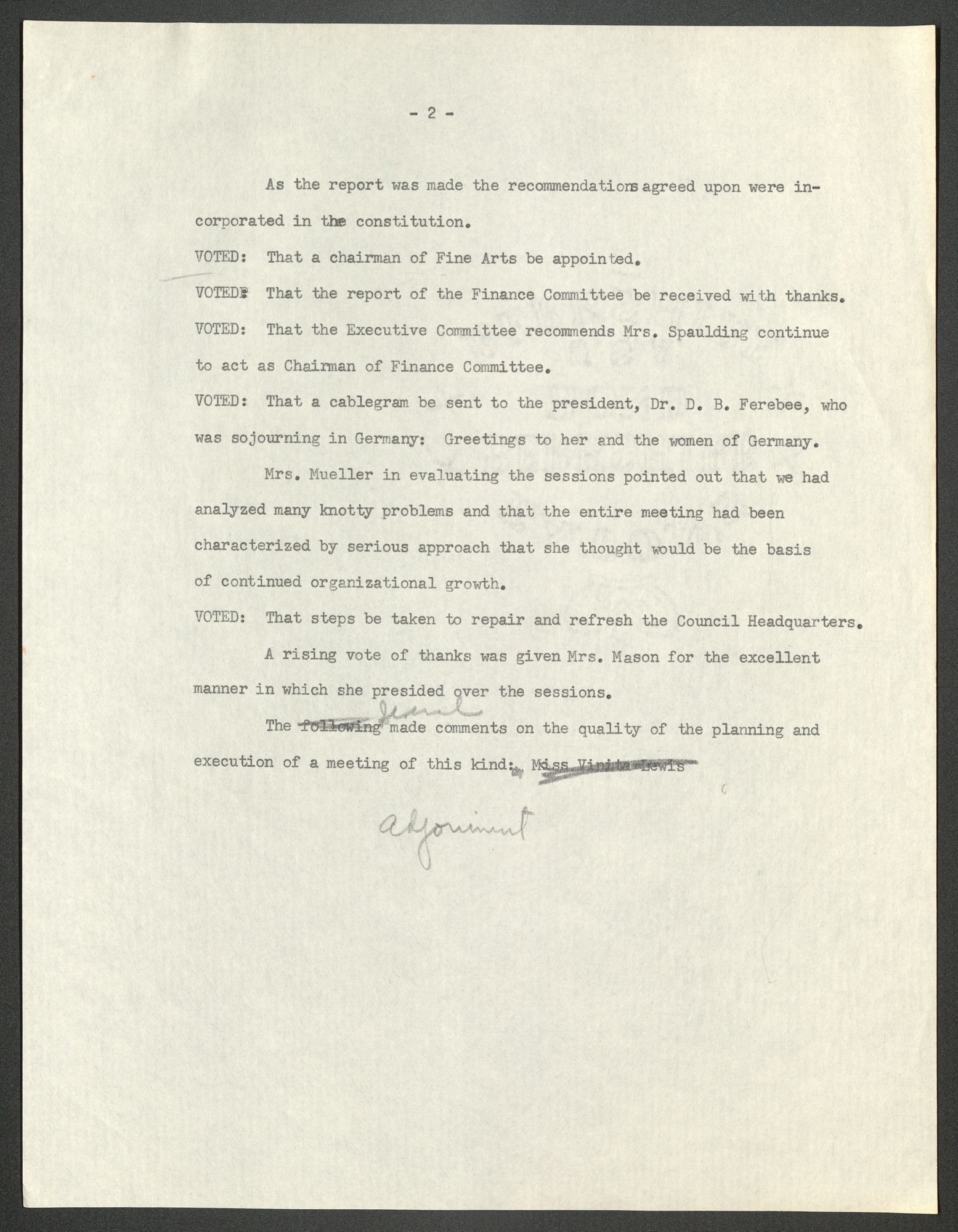 NCNW meeting minutes, 1952
