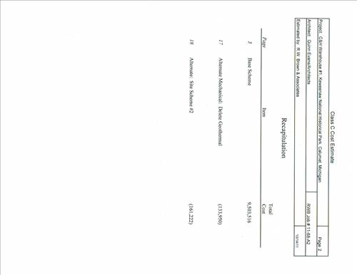 Class A Estimate C&H WH No. 1 Rehabilitation