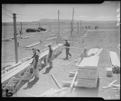 Construction begins on this War Relocation Authority center for evacuees of Japanese ancestry near Tule Lake in Modoc County, California, south of the Oregon border