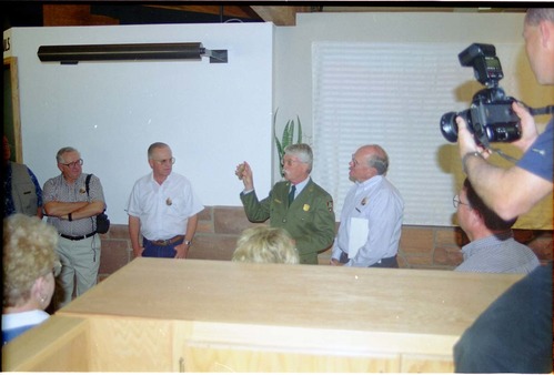 Color Photos of the opening celebration for the new visitor center - Same day as the official shuttle launch.