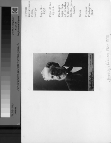 Copy neg of Bradley & Rulofson Studio portrait. Pioneer photographer [Bradley & Rulofson 1861-1878]