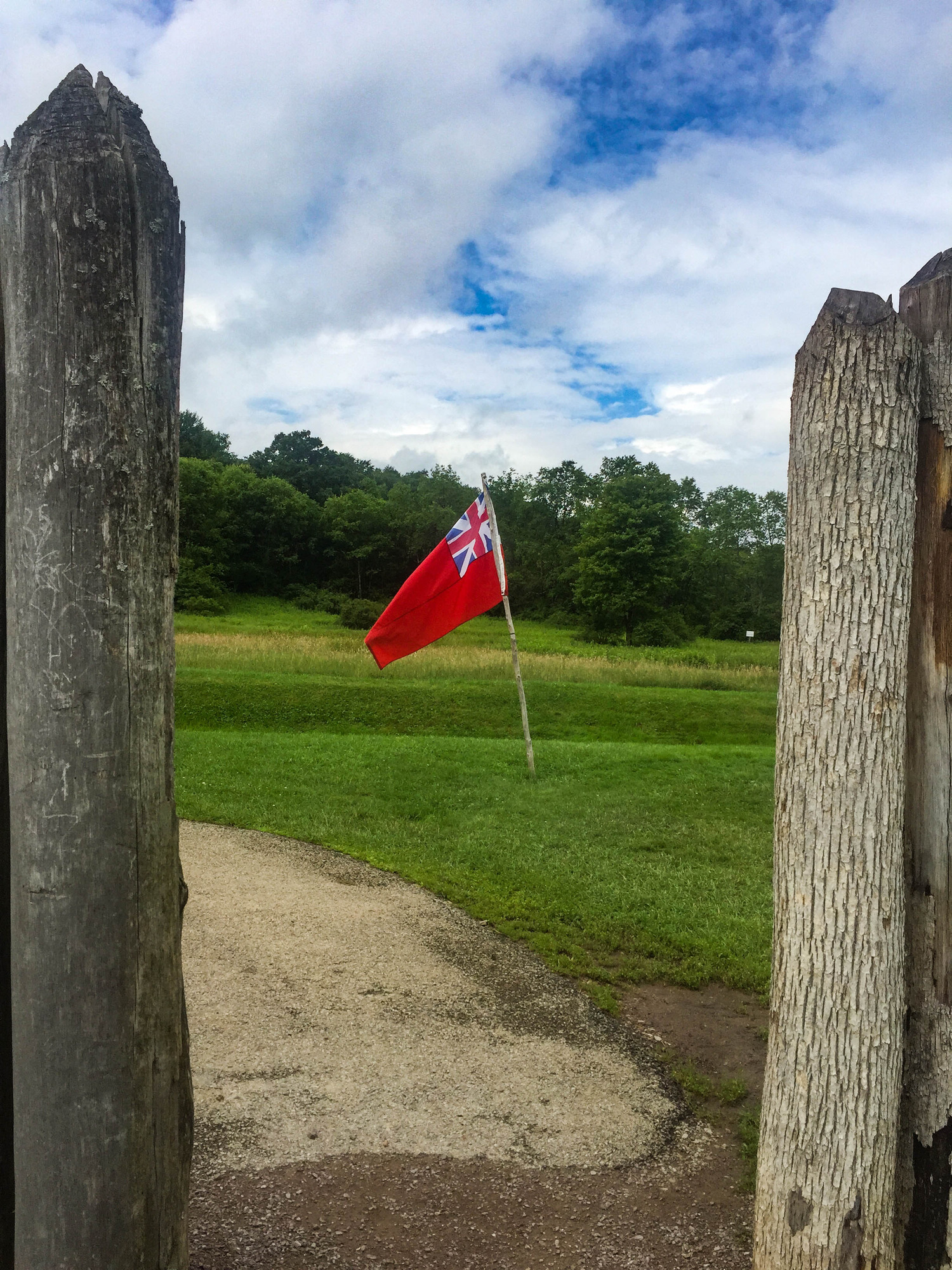 British flag outside fort walls