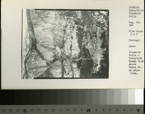 Yosemite Falls - Sunnyside Bench from above Union Pt. on pipeline.