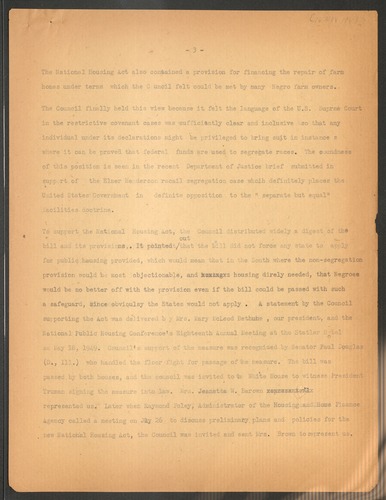 National Council of Negro Women, Reports, Speeches, 1949