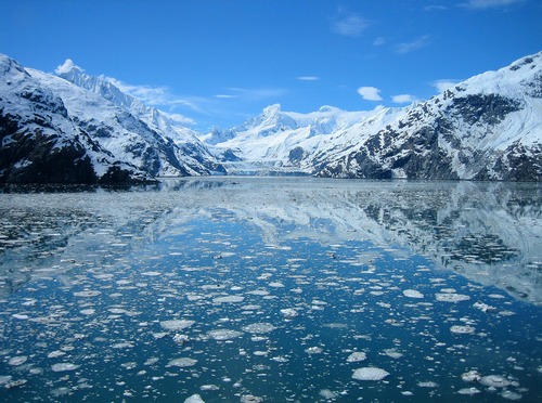 Johns Hopkins Glacier on a clear and sunny day