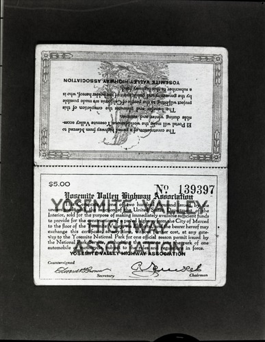 Yossemite Valley Highway assoc. card. Copied from the McGurk scrapbook. Courtesy of a distant cousin, Bernadine Miller.
