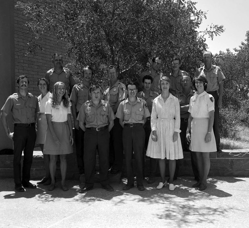 Interpretation division staff 1971, left to right, on wall: Foster, Lundstrom, Sweet, Sandberg