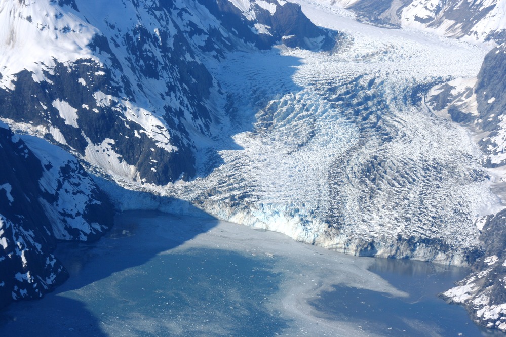 Aerial view of Johns Hopkins and Gilman glaciers