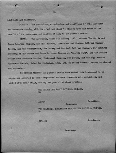 50687.BA#001--Agreement--Constructing a double track railroad near the town of Harrison extending to and under the waters of the Hudson River between New York and New Jersey (pages 3 thru 8)