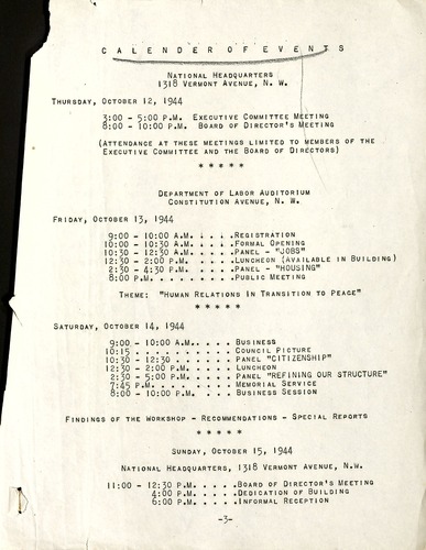 National Council of Negro Women, Meeting Minutes