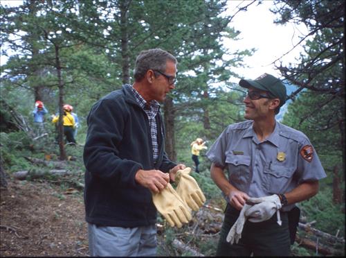 President Bush visits Emerald Mountain Fuel Reduction Project Site in Colorado