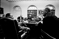 President Johnson meets with civil rights leaders at the White House, Lyndon B. Johnson National Historical Park, 1966.. According to the president's daily diary, which is a record of his activities kept by his secretaries, the meeting was to 