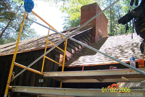 Replace roofing  & stain on B-12 in Cabin Camp 5 at Prince William Forest Park in May 2010