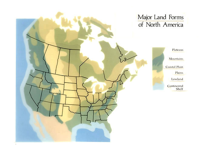 Major land forms of North America