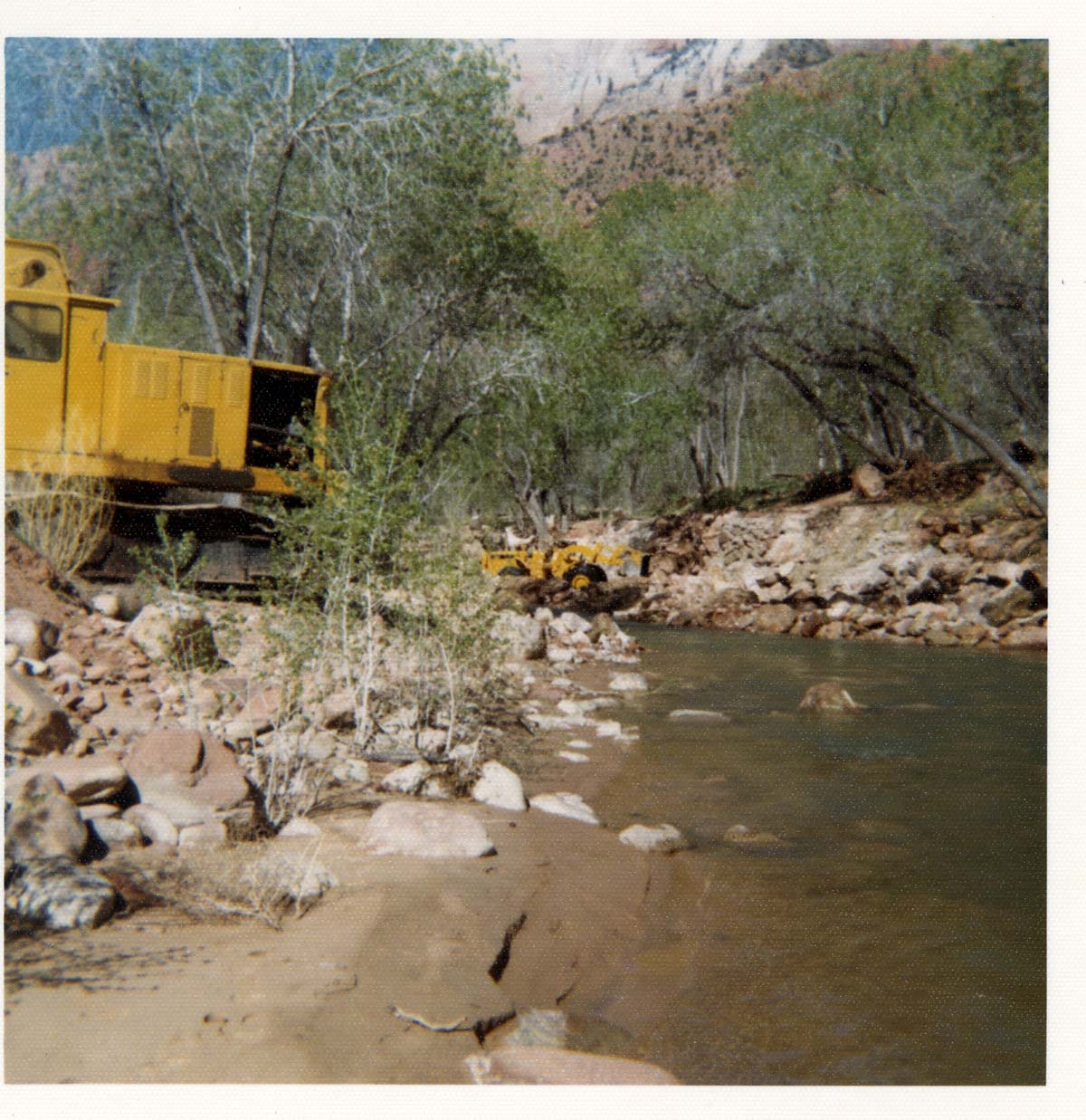 Color photos of channel clearing and bank stabilization along the Virgin River near Birch Creek.