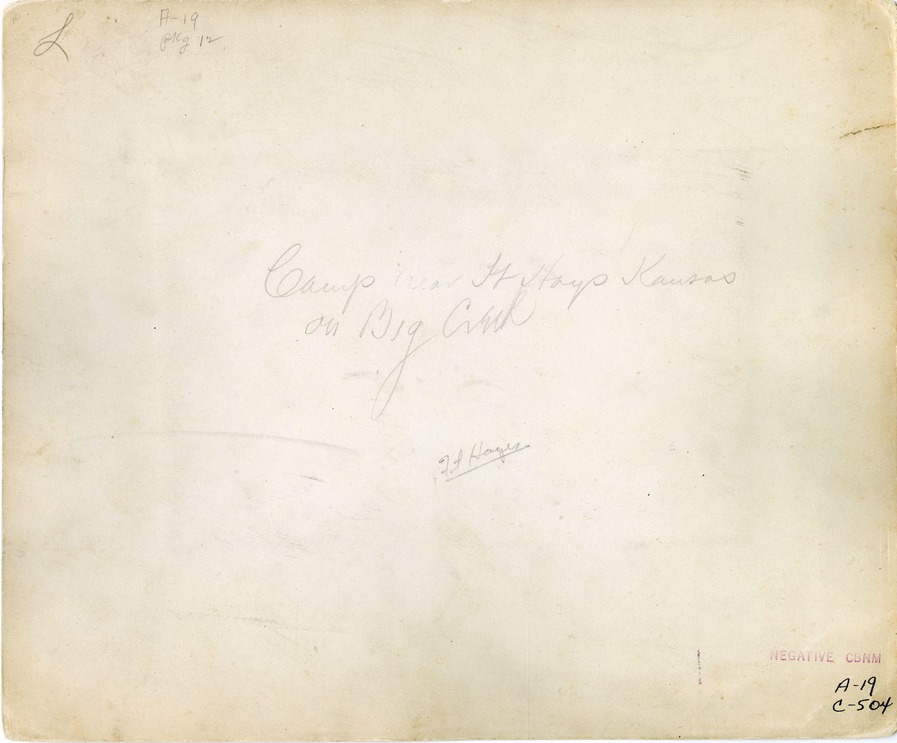 Group of People [left to right]: Thomas Ward Custer, Elizabeth Bacon Custer, George Armstrong Custer, and Mary McIntosh in the Front of a Tent, 7th Cavalry Camp on Big Creek, Near Fort Hays, Kansas