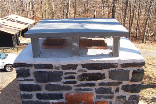 stabilization of Historic Stone and Brick Chimneys in Cabin Camp 1 at Prince William Forest Park in September 2012