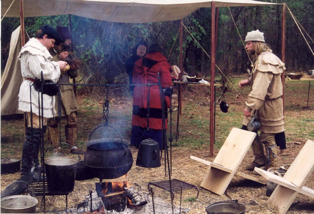 Members of the Guilford Militia interpret 18th century camp life for visitors to the park