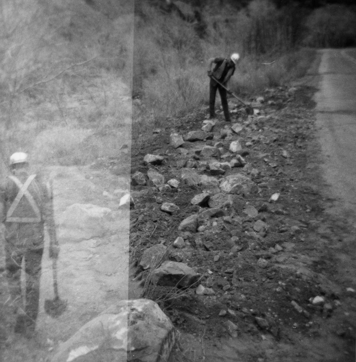 BW Photo of rock slide near echo rock - 35MM.