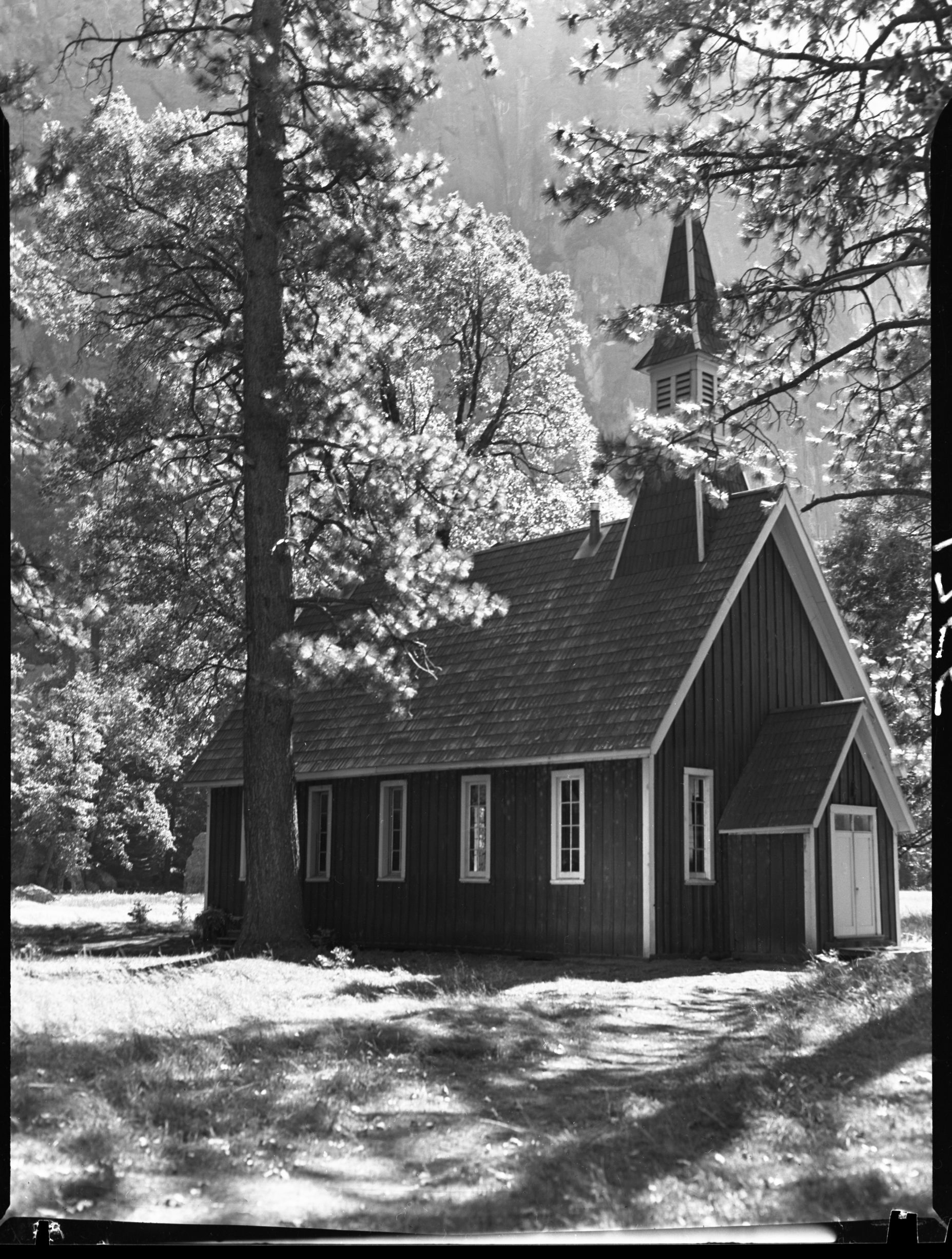 Chapel; Corner view from Y.N.P. coll. HABS No. Cal 1649
