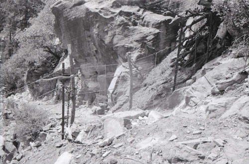 BW photo of the 1937 grazing study 35MM. Photo of fence and gate.